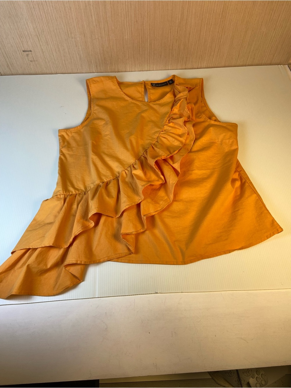 New York & Company Orange Satin-Look Top